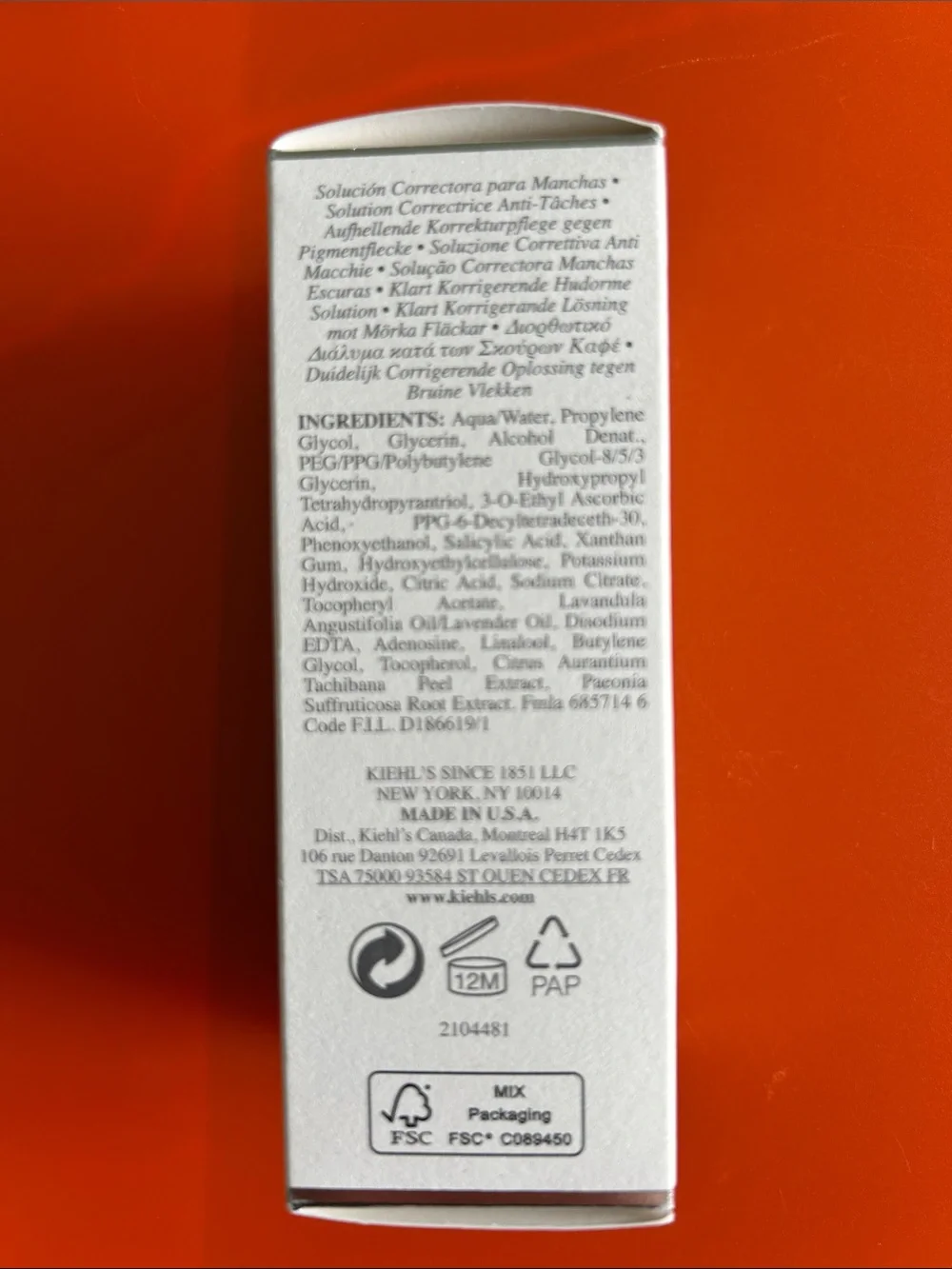 Kiehl's Clearly Corrective Dark Spot Solution - White on Orange